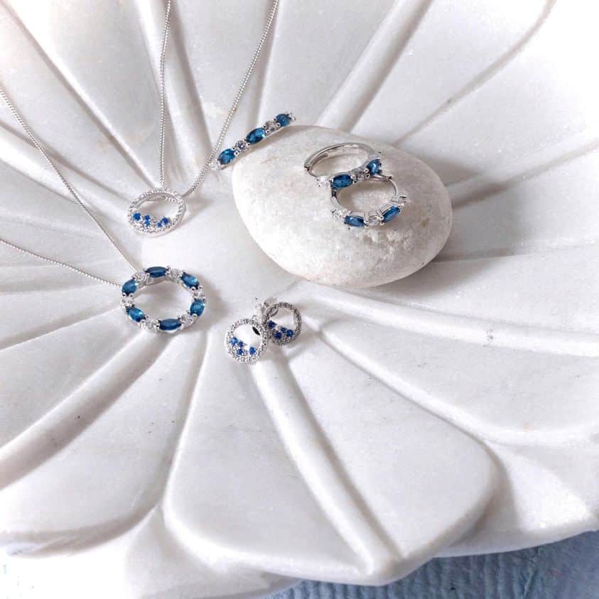 Sterling Silver London Blue and White CZ Ring