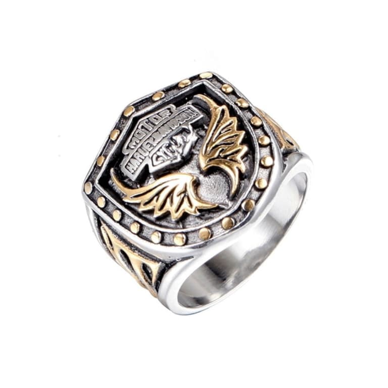 Stainless Steel Men's Motorbike shield Ring