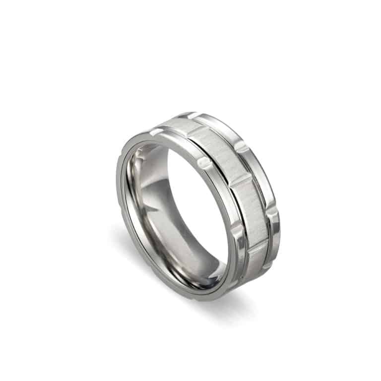 Stainless Steel Brick Pattern Ring