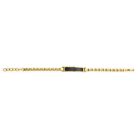 Stainless Steel Matte Black ID Plate Bracelet Yellow gold
