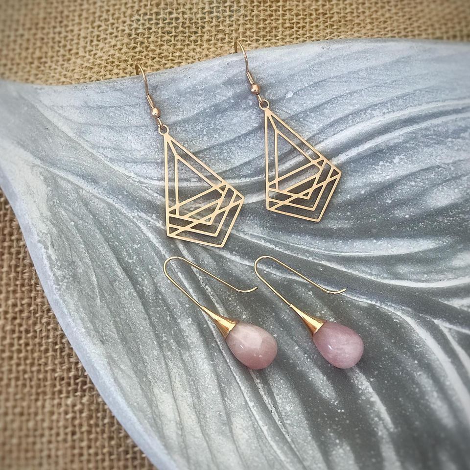 High Polished Stainless Steel Earrings Yellow Gold