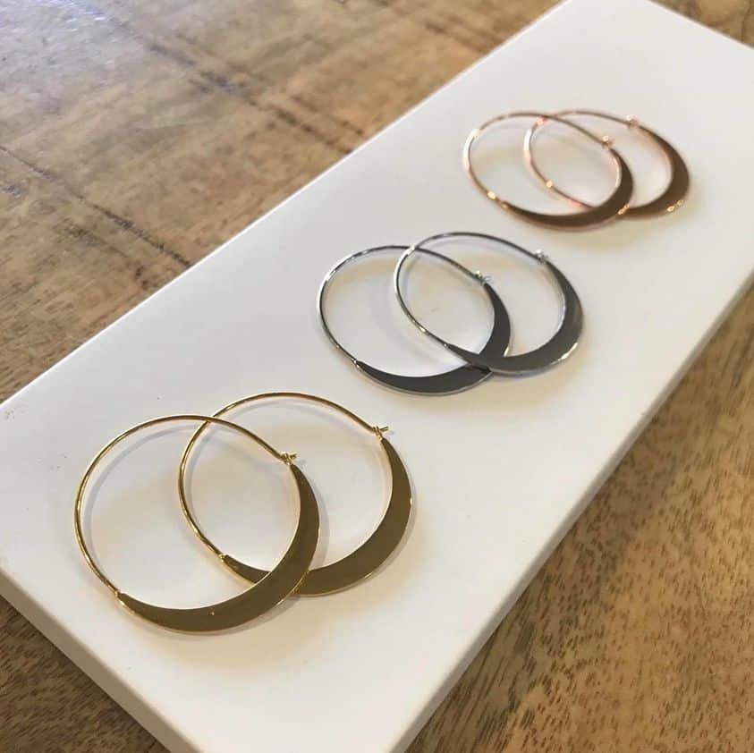 Stainless Steel Crescent Moon Hoop Earrings