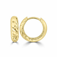 9K Yellow Gold Dia Cut Huggie Earrings