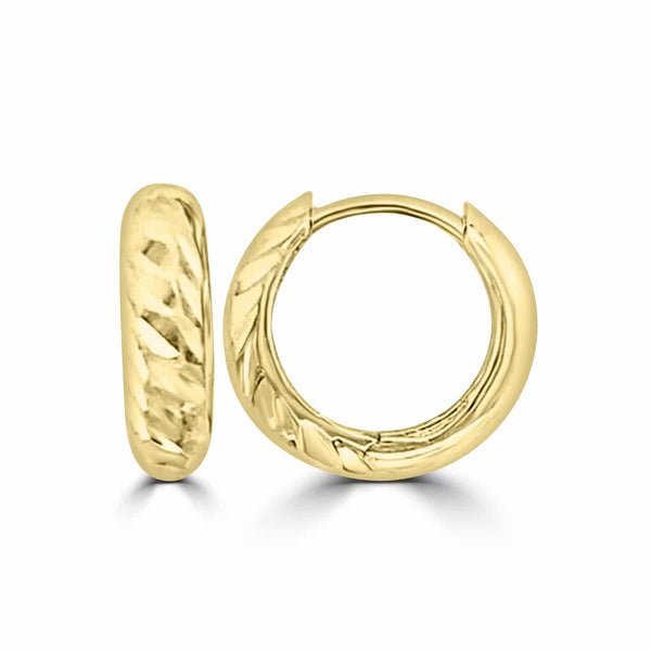 9K Yellow Gold Dia Cut Huggie Earrings