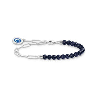 Silver Charm Bracelet with Dark Blue Sandstone