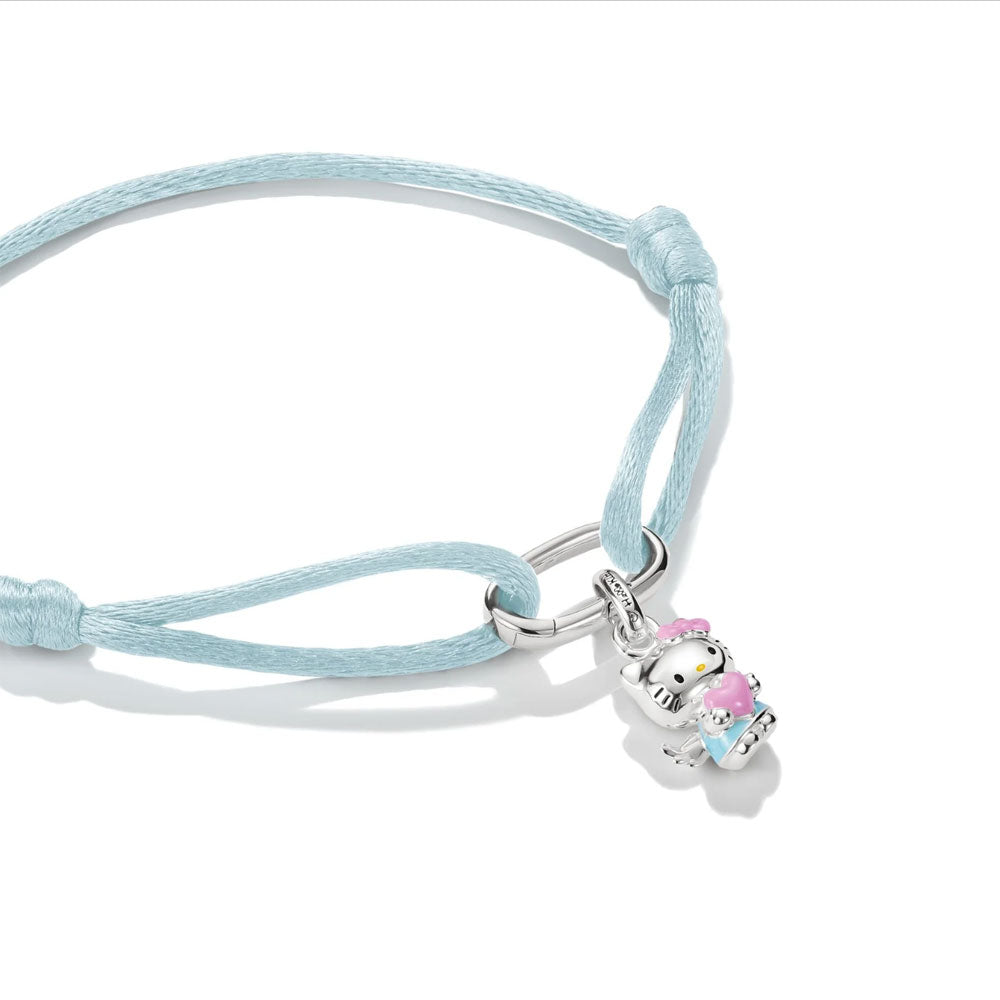 Hello Kitty Textile Bracelet Light Blue with Charm