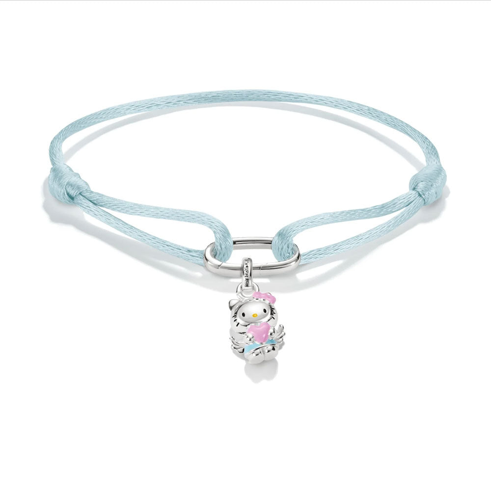 Hello Kitty Textile Bracelet Light Blue with Charm