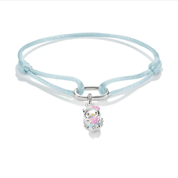 Hello Kitty Textile Bracelet Light Blue with Charm