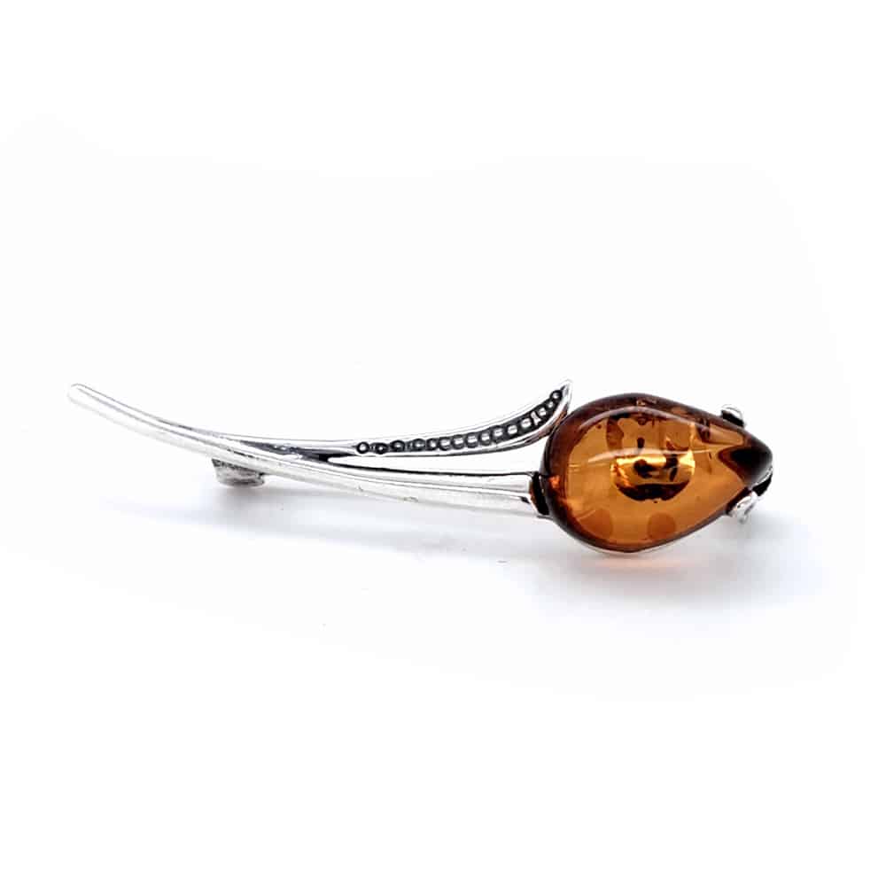 Genuine Baltic Amber Flower Brooch 595