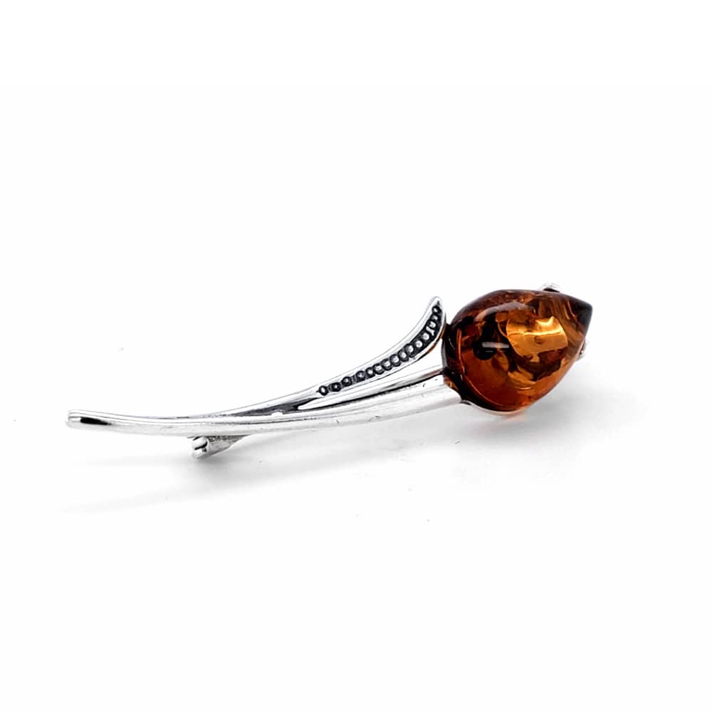 Genuine Baltic Amber Flower Brooch 595