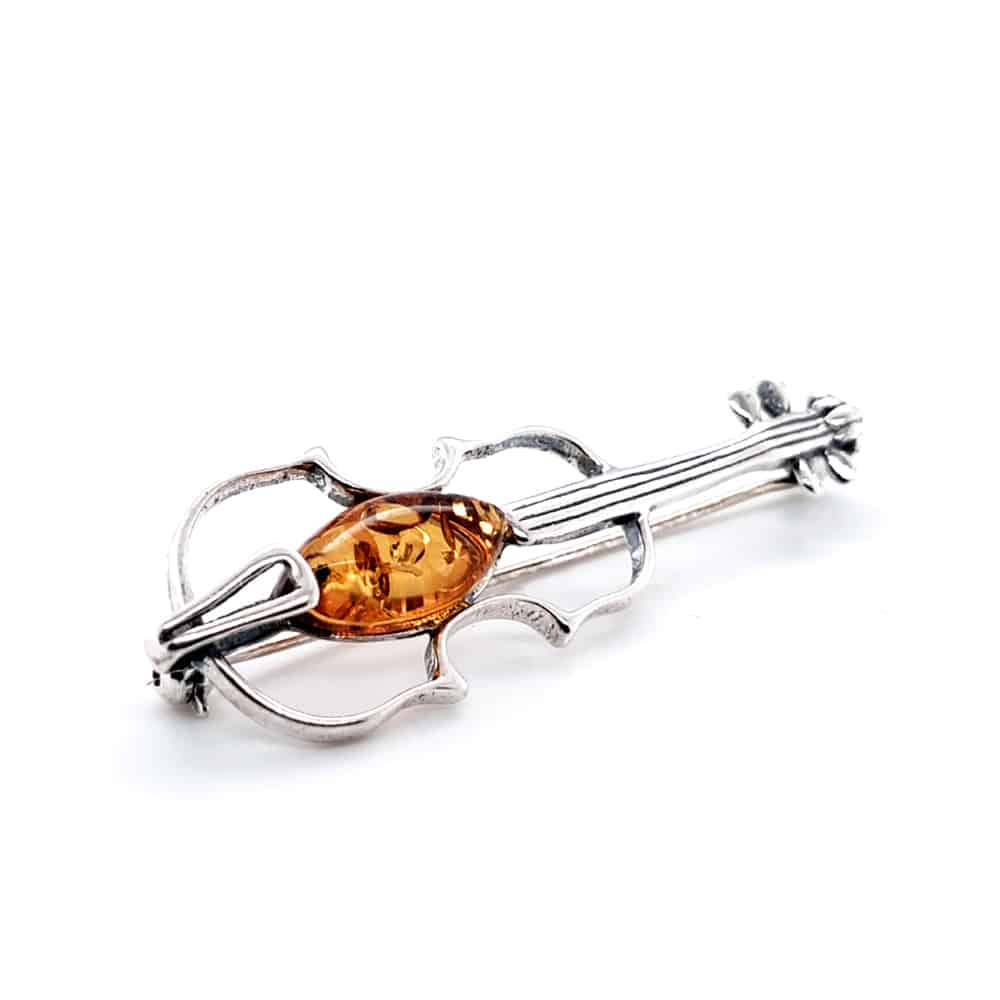 Genuine Baltic Amber Violine Brooch 600