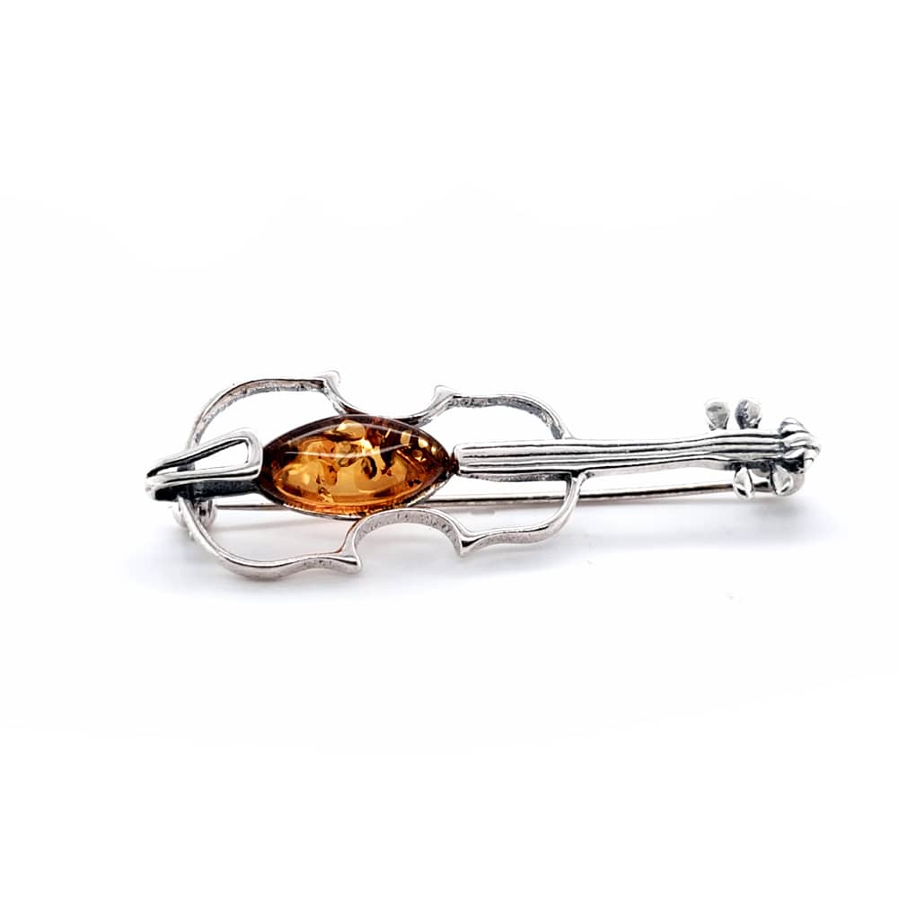 Genuine Baltic Amber Violine Brooch 600