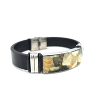 Baltic Amber Stainless Steel Leather Bracelet 747