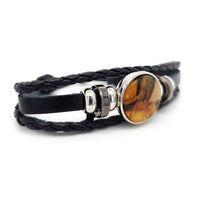 Baltic Amber Stainless Steel Leather Bracelet 749