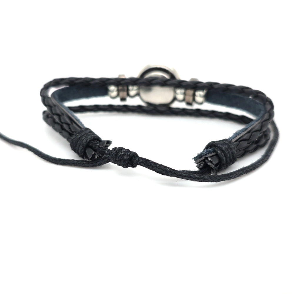 Baltic Amber Stainless Steel Leather Bracelet 750