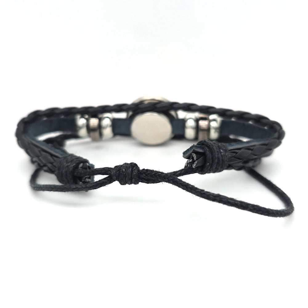 Baltic Amber Stainless Steel Leather Bracelet 751