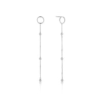 Silver Modern Beaded Drop Earrings