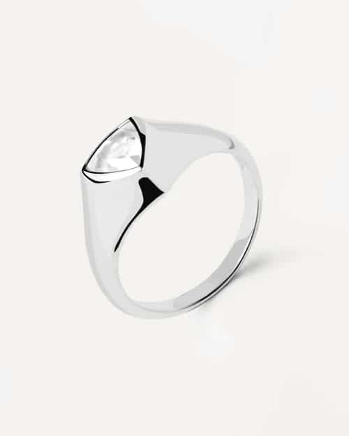 TRIANGLE SHIMMER STAMP SILVER RING