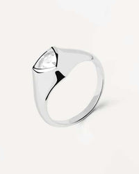 TRIANGLE SHIMMER STAMP SILVER RING