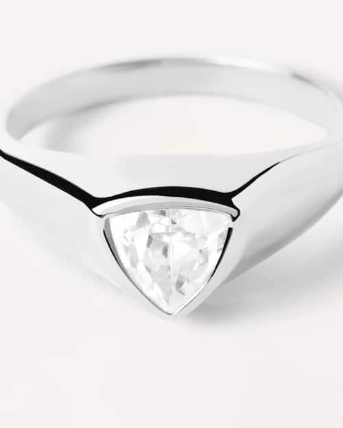 TRIANGLE SHIMMER STAMP SILVER RING