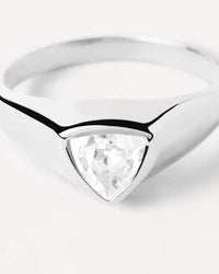 TRIANGLE SHIMMER STAMP SILVER RING
