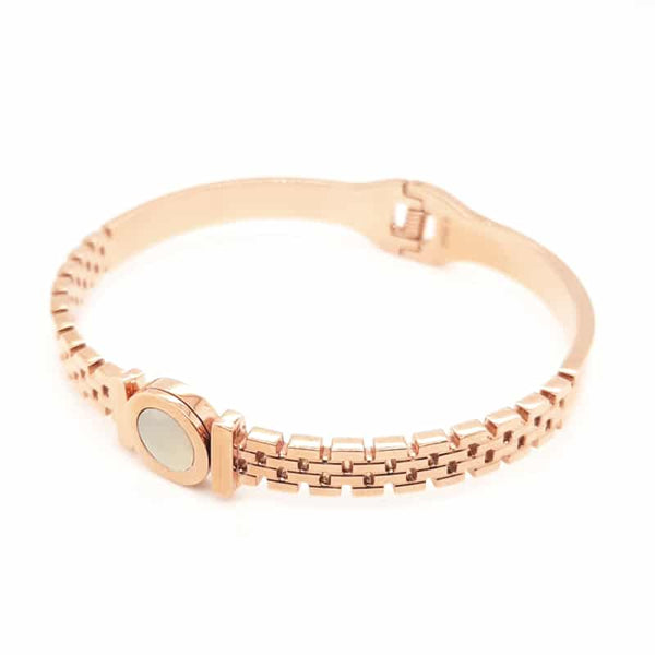 Stainless Steel Hinge Bangle Rose Gold MOP