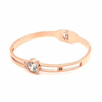 Stainless Steel Hinge Bangle Rose Gold Crystal