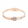 Stainless Steel Hinge Bangle Rose Gold Crystal