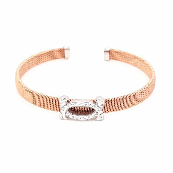 Stainless Steel Crystal Bangle Rose Gold
