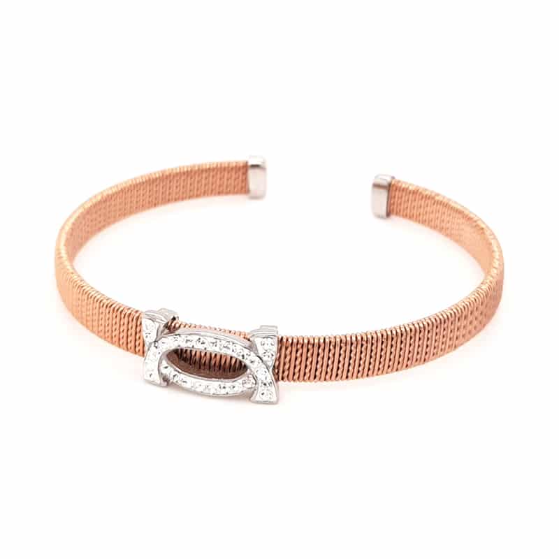 Stainless Steel Crystal Bangle Rose Gold
