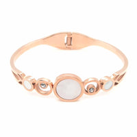 Stainless Steel Hinge Bangle MOP & Crystal Rose Gold