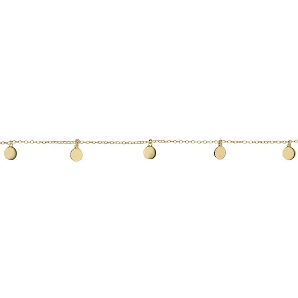 14K Gold Plated Silver Disc Charm Bracelet