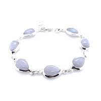 Blue Lace Agate Silver Bracelet