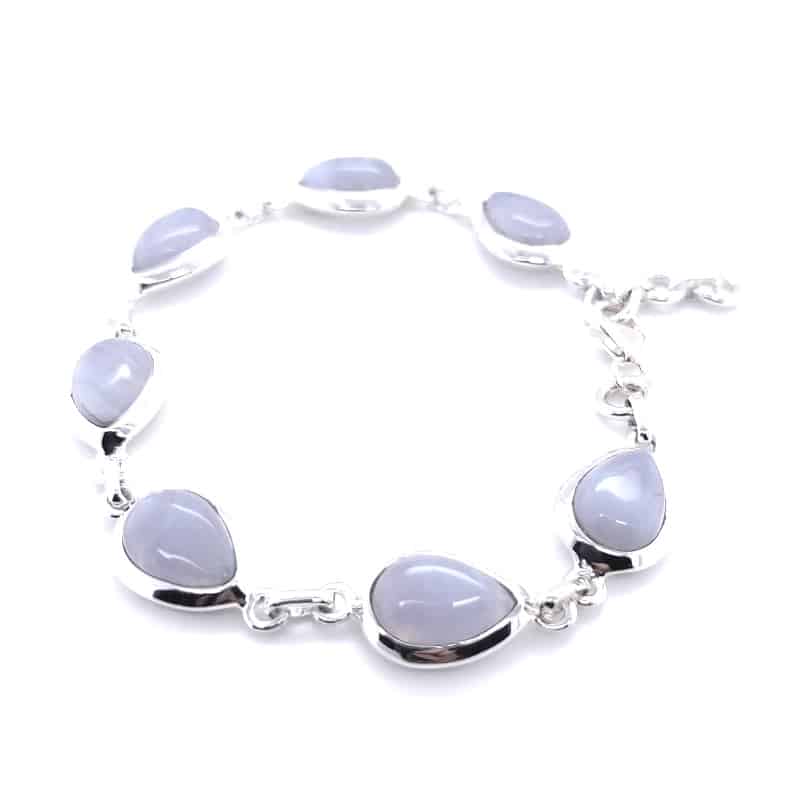 Blue Lace Agate Silver Bracelet