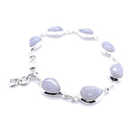 Blue Lace Agate Silver Bracelet