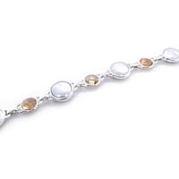 Citrine and Coin Fresh Water Pearl Silver Bracelet