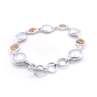 Citrine and Coin Fresh Water Pearl Silver Bracelet
