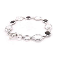 Smoky Quartz and Coin Fresh Water Pearl Silver Bracelet