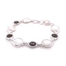Smoky Quartz and Coin Fresh Water Pearl Silver Bracelet