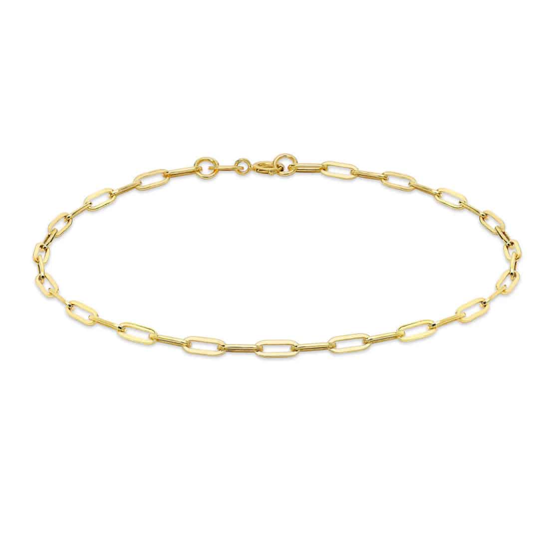 9K Yellow Gold Thin Paper Chain Bracelet