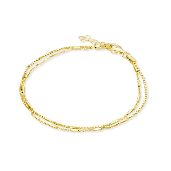 Double Chain Silver Bracelet Gold