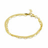 Paper Clip and Herringbone Chain Silver Bracelet Gold