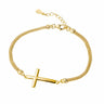 Sterling Silver Mesh Chain Laid Cross Bracelet Gold