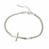 Sterling Silver Mesh Chain Laid Cross Bracelet