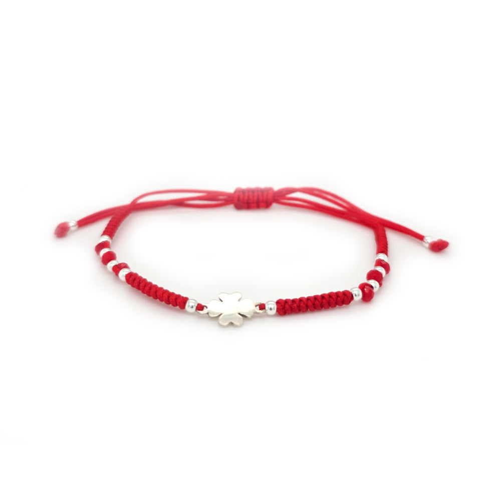 Korean Style Cloverleaf Red Woven Bracelet