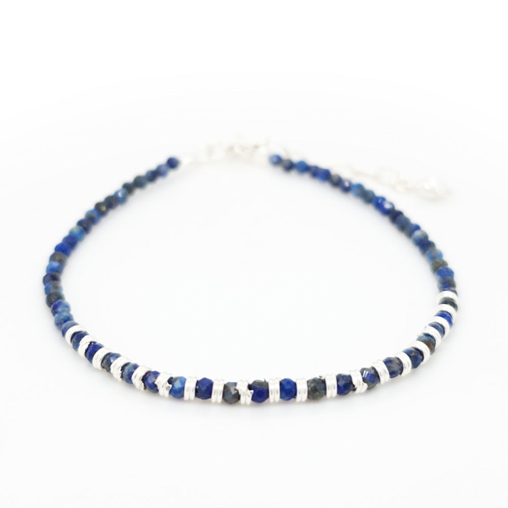Lapis Lazuli and Silver Coil Bracelet