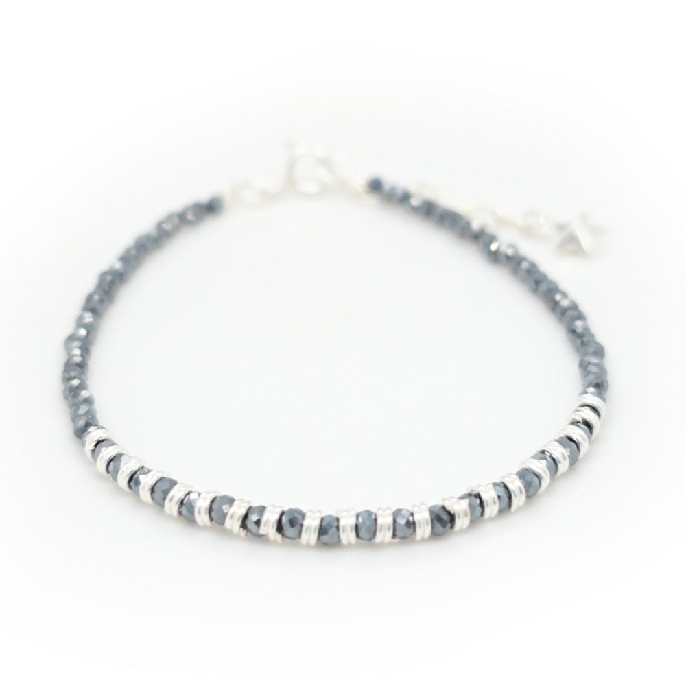 Hematite and Silver Coil Bracelet