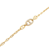 925 Italian Silver Anchor Marina CZ Link Bracelet Gold
