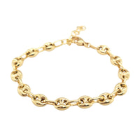 925 Italian Silver Hollow Marina Link Bracelet Gold