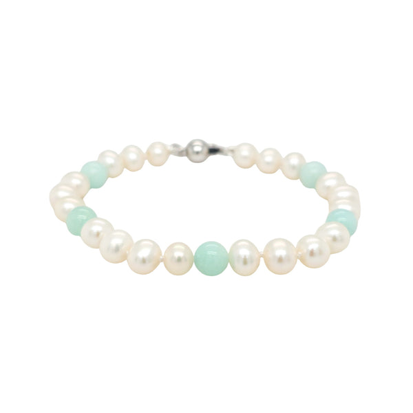 Fresh water Pearl and Amazonite Beads Bracelet